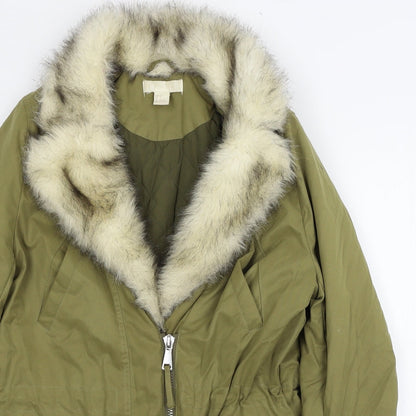 Womens UK Size 4 H&M Green Parka Coat