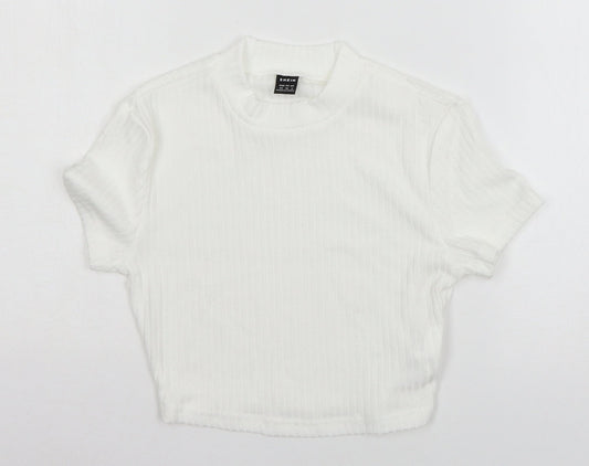 SheIn Womens White  Jersey Basic T-Shirt Size XS