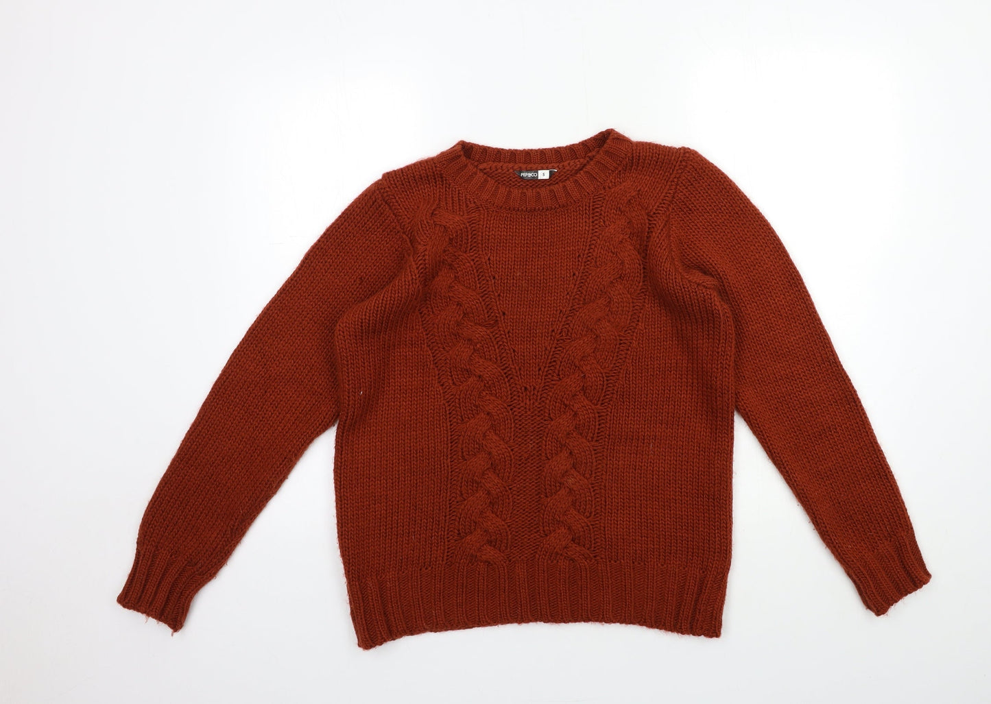 Womens UK Size S PEP&CO Brown Pullover Jumper