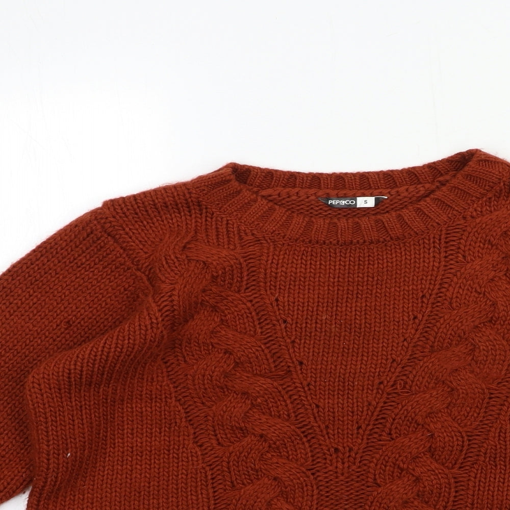 Womens UK Size S PEP&CO Brown Pullover Jumper
