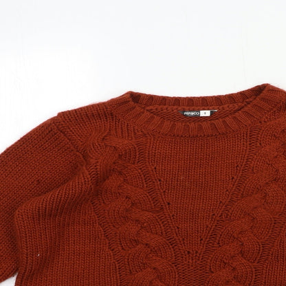 Womens UK Size S PEP&CO Brown Pullover Jumper