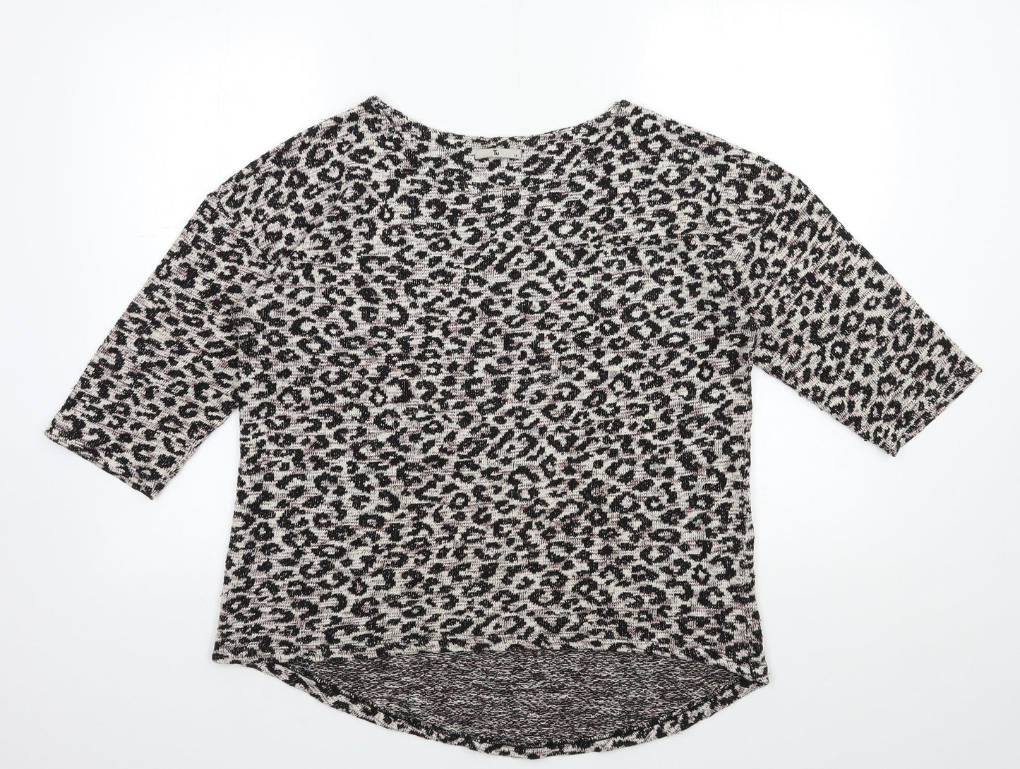 TU Womens Beige Animal Print Knit Pullover Jumper Size 14