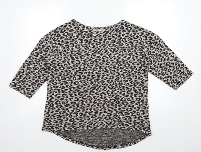 TU Womens Beige Animal Print Knit Pullover Jumper Size 14