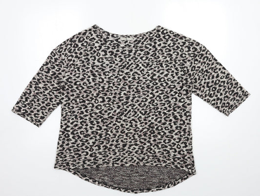 TU Womens Beige Animal Print Knit Pullover Jumper Size 14