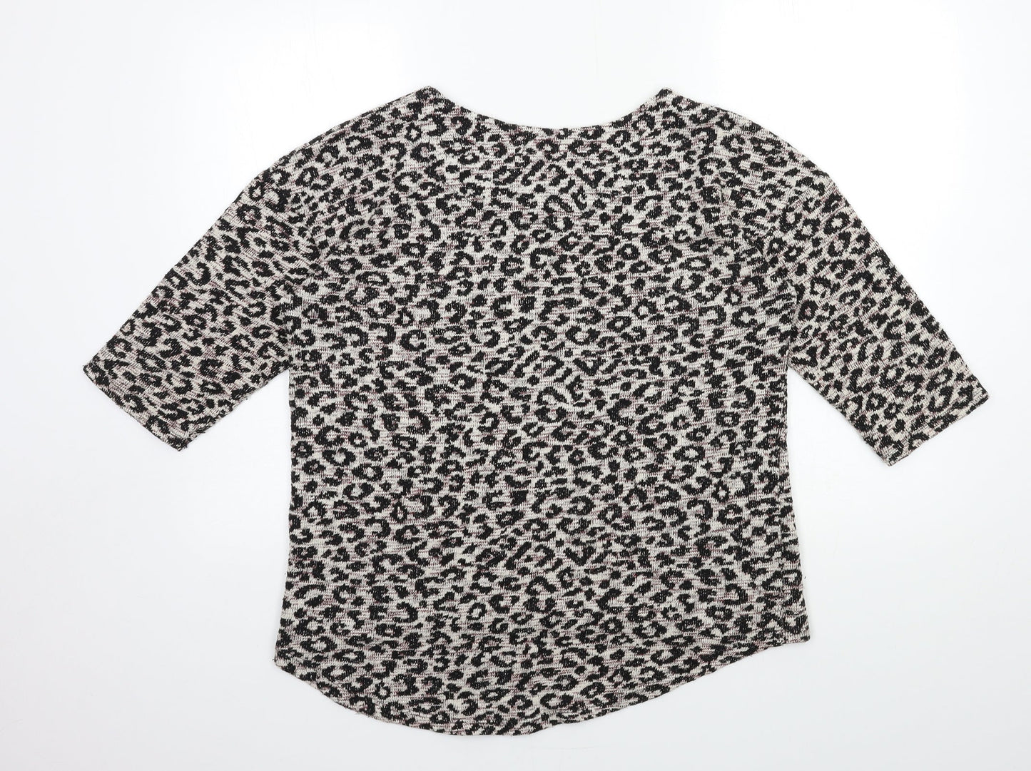 TU Womens Beige Animal Print Knit Pullover Jumper Size 14