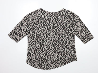 TU Womens Beige Animal Print Knit Pullover Jumper Size 14