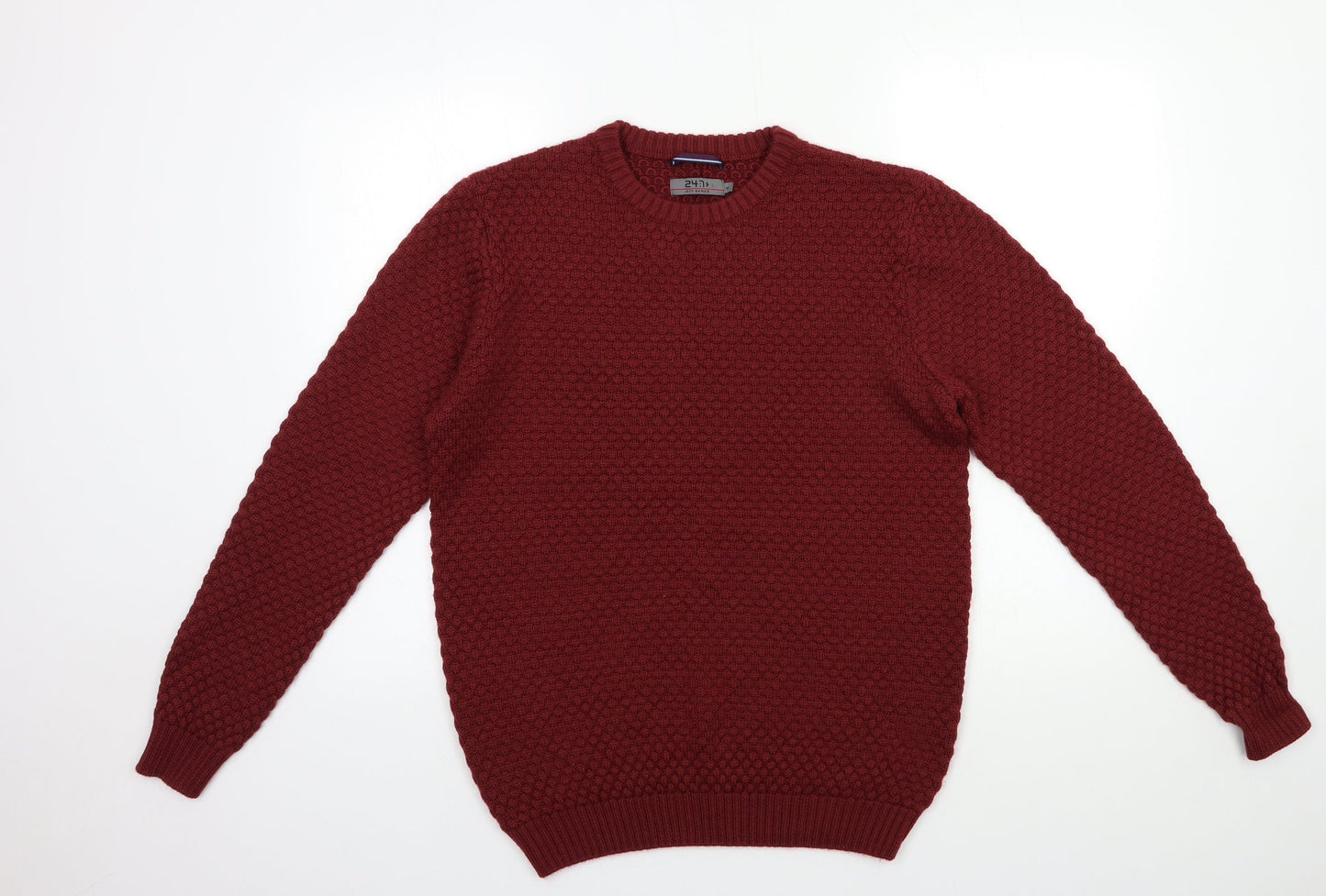 24:7 Mens Red  Knit Pullover Jumper Size M