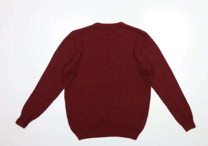 24:7 Mens Red  Knit Pullover Jumper Size M