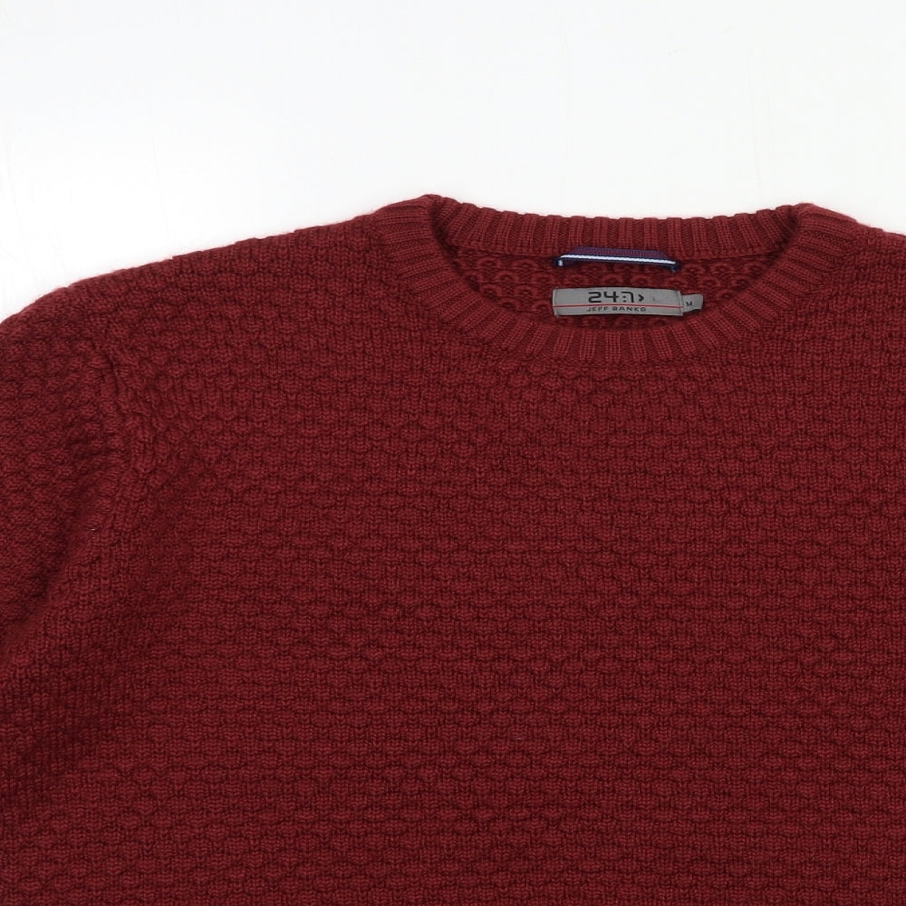 24:7 Mens Red  Knit Pullover Jumper Size M