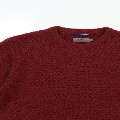 24:7 Mens Red  Knit Pullover Jumper Size M