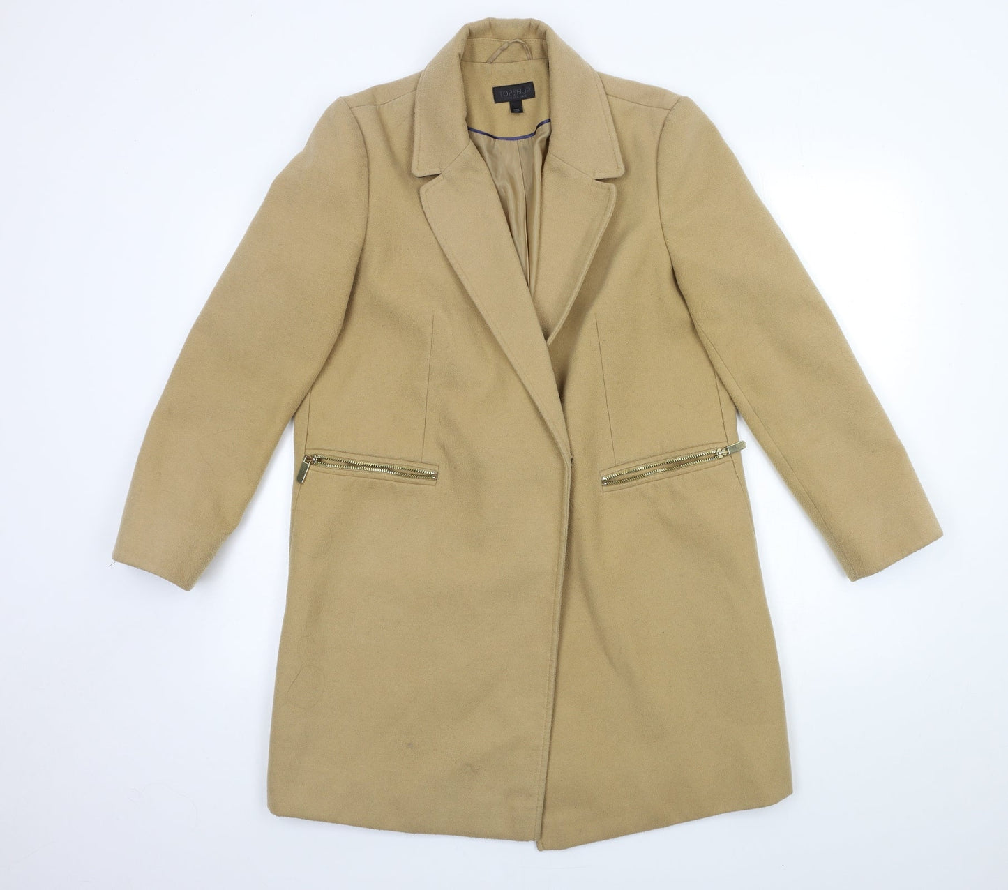 Womens UK Size 10 Topshop Brown Overcoat