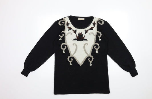 Daxon Womens Black  Knit Pullover Jumper Size 12