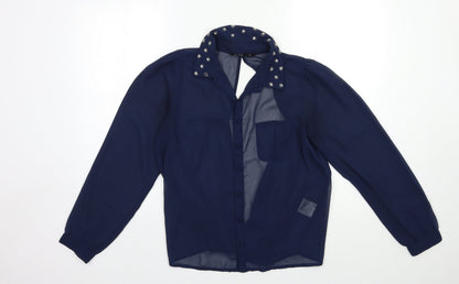 Womens UK Size 10 Miso Blue Basic Blouse