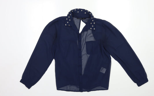 Womens UK Size 10 Miso Blue Basic Blouse