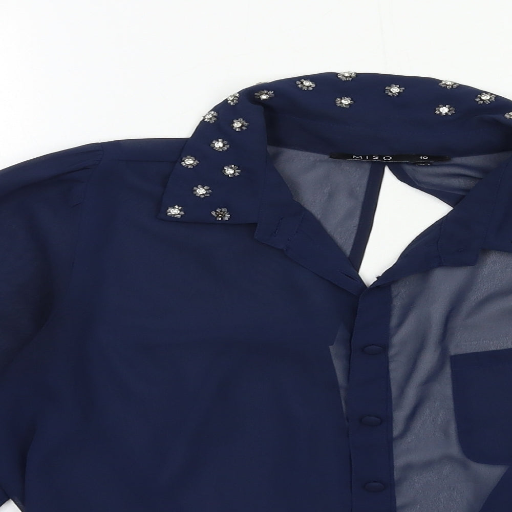 Womens UK Size 10 Miso Blue Basic Blouse