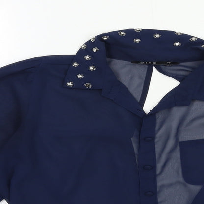 Womens UK Size 10 Miso Blue Basic Blouse