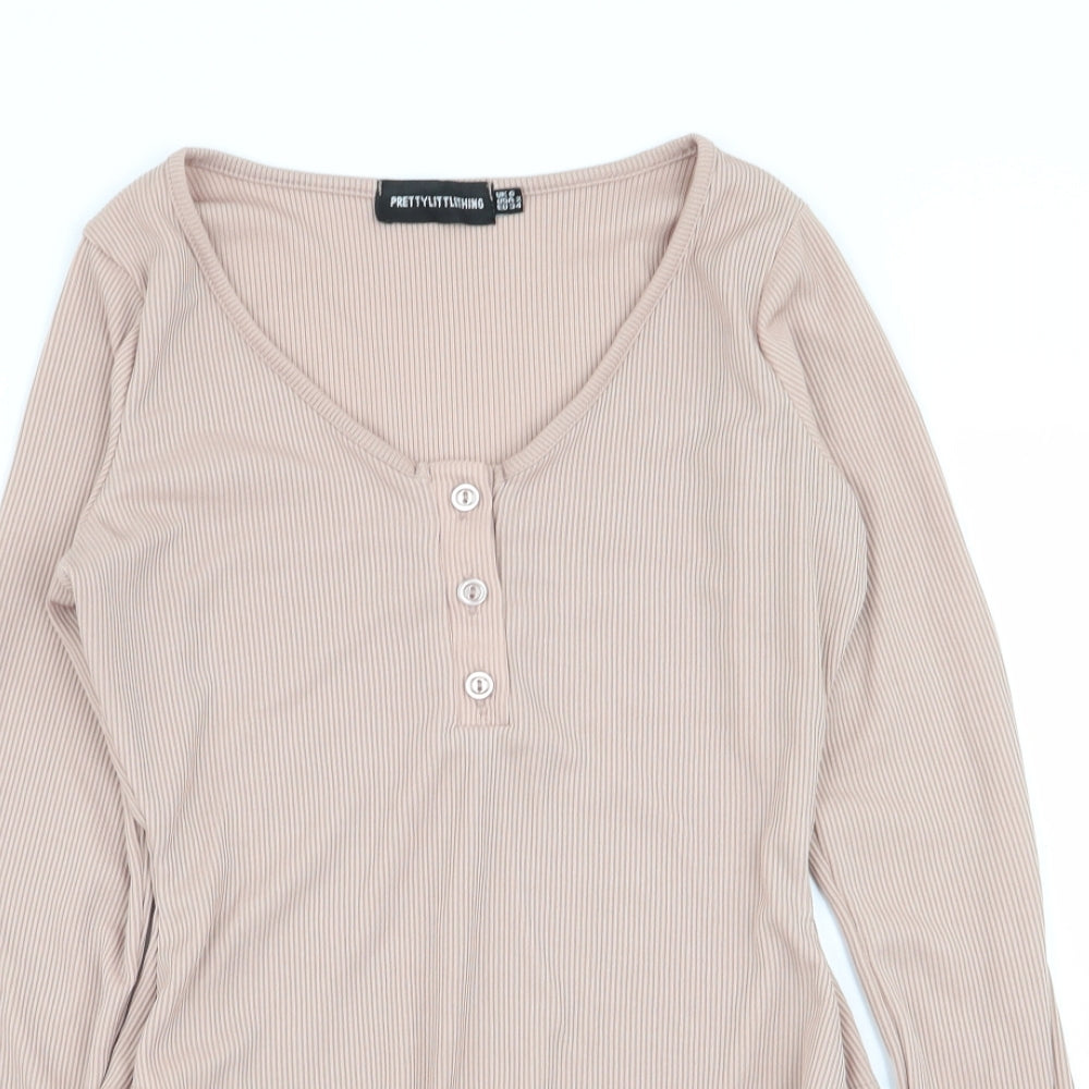 PLT Womens Beige   Bodysuit One-Piece Size 6