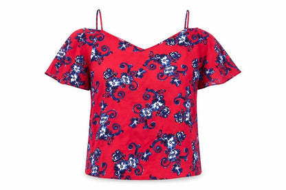 Womens UK Size 16 Papaya Red Basic Blouse