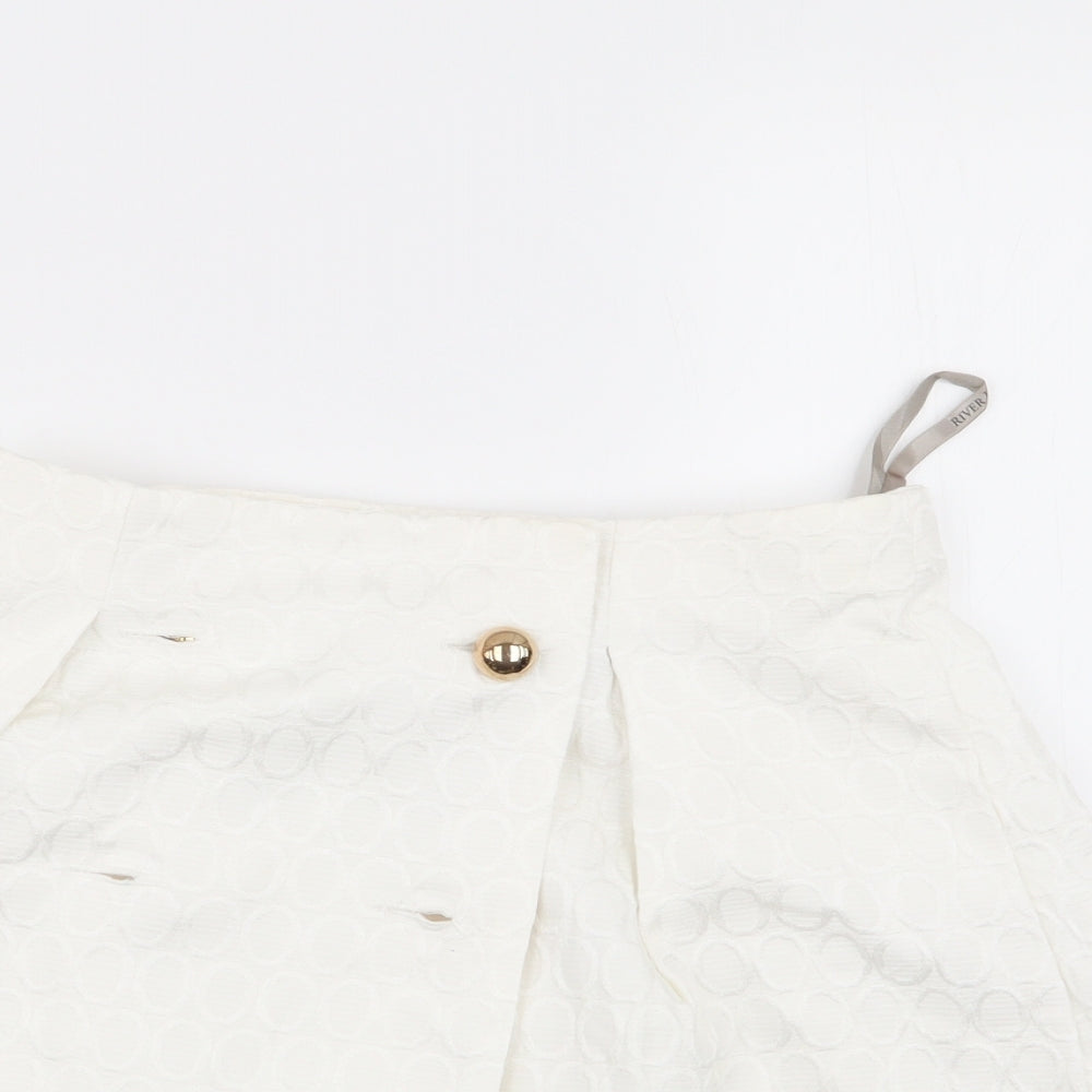 River Island Womens White Geometric  Mini Skirt Size 8