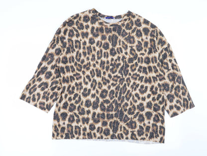 Zara Womens Multicoloured Animal Print  Basic T-Shirt Size M