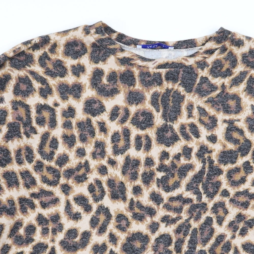 Zara Womens Multicoloured Animal Print  Basic T-Shirt Size M