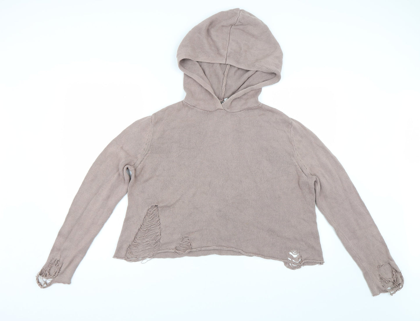 H&M Womens Brown  Knit Pullover Hoodie Size M