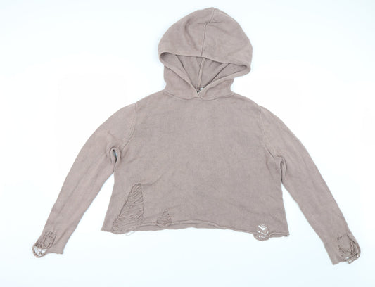 H&M Womens Brown  Knit Pullover Hoodie Size M