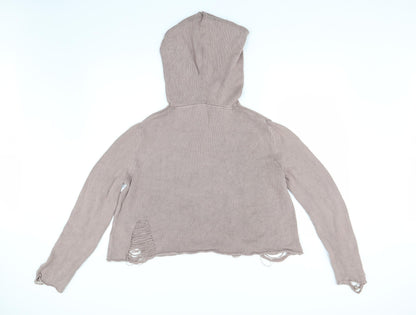 H&M Womens Brown  Knit Pullover Hoodie Size M