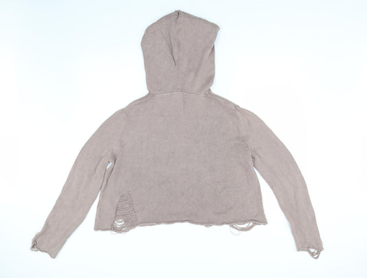 H&M Womens Brown  Knit Pullover Hoodie Size M