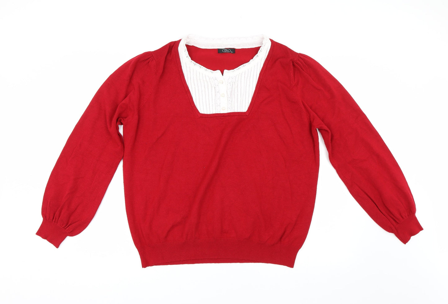 Womens UK Size XL BM Red Pullover Jumper