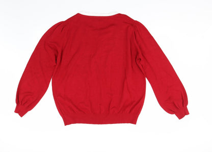 Womens UK Size XL BM Red Pullover Jumper