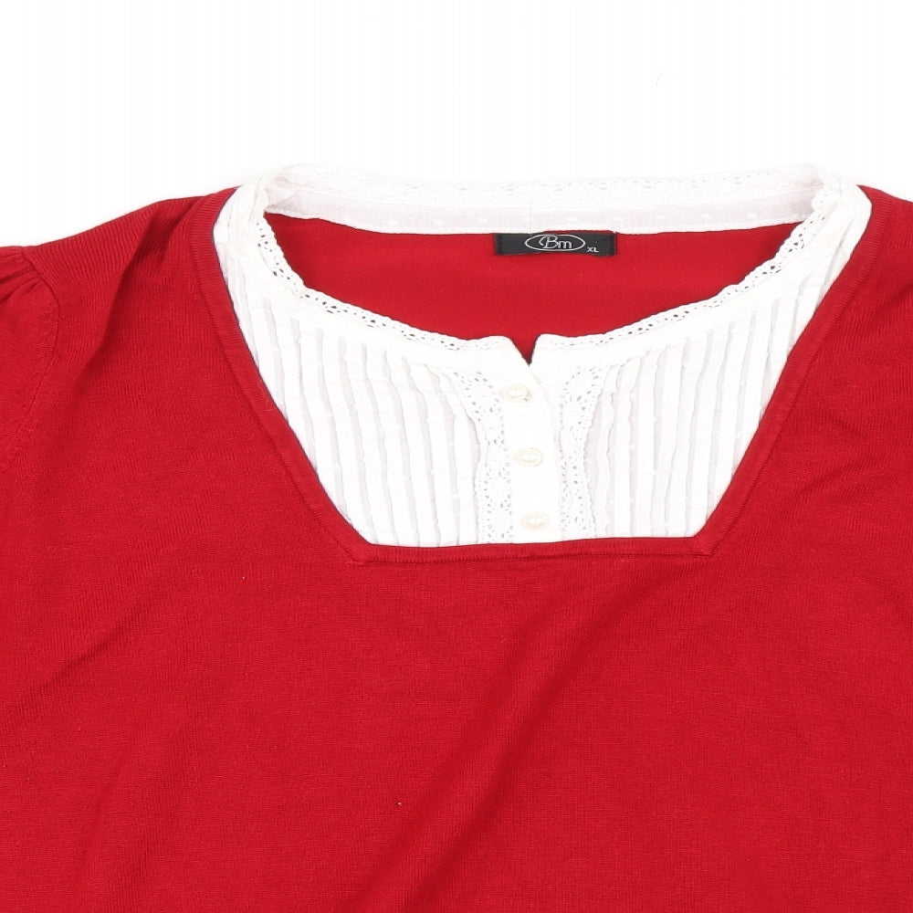 Womens UK Size XL BM Red Pullover Jumper