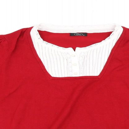 Womens UK Size XL BM Red Pullover Jumper