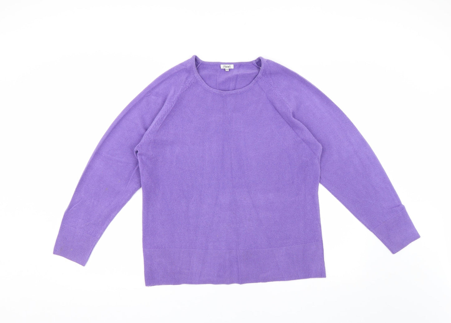 Womens UK Size XL Text Purple Pullover Jumper