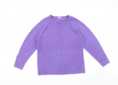 Womens UK Size XL Text Purple Pullover Jumper