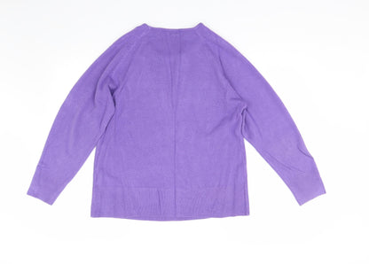 Womens UK Size XL Text Purple Pullover Jumper