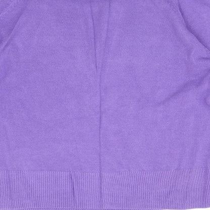 Womens UK Size XL Text Purple Pullover Jumper
