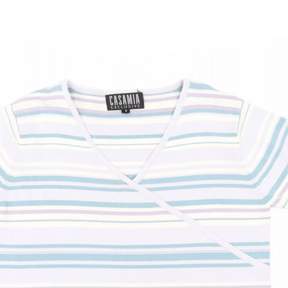 Casaman Womens Multicoloured Striped Knit Pullover Jumper Size S