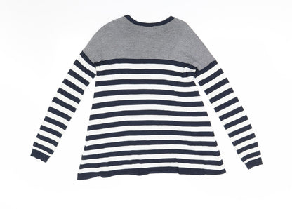 Primark Womens Blue Striped Knit Pullover Jumper Size 8