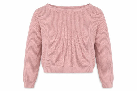Front view of Missguided women’s pink knit jumper, size M