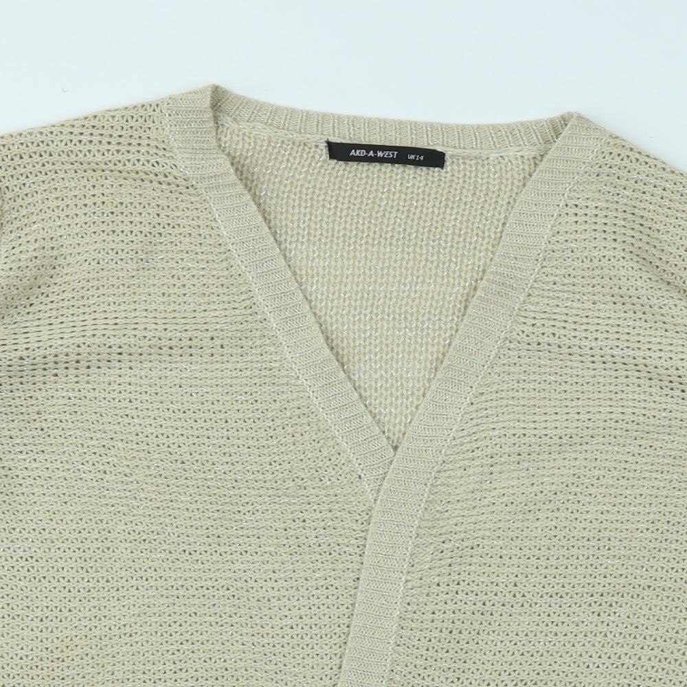 Womens UK Size 14 AKD A WEST Ivory Cardigan Jumper