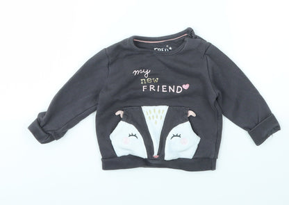 F&F Girls Grey   Pullover Jumper Size 3-6 Months