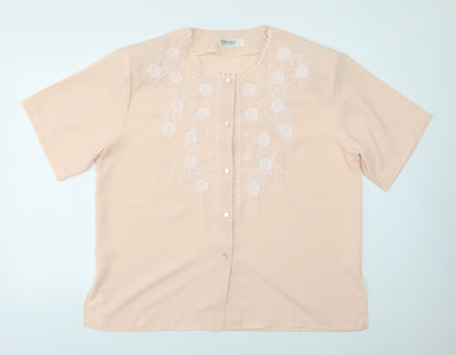 MARGARET Womens Pink   Basic Blouse Size 2XL