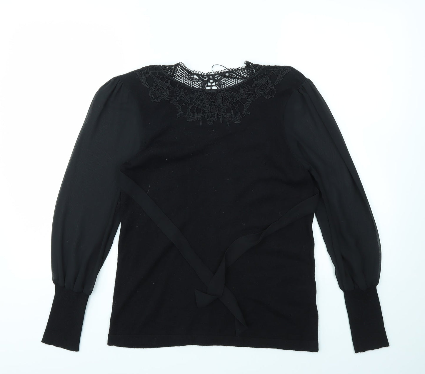 Womens UK Size 12 Roman Black Basic T-Shirt
