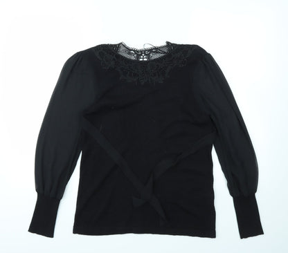 Womens UK Size 12 Roman Black Basic T-Shirt