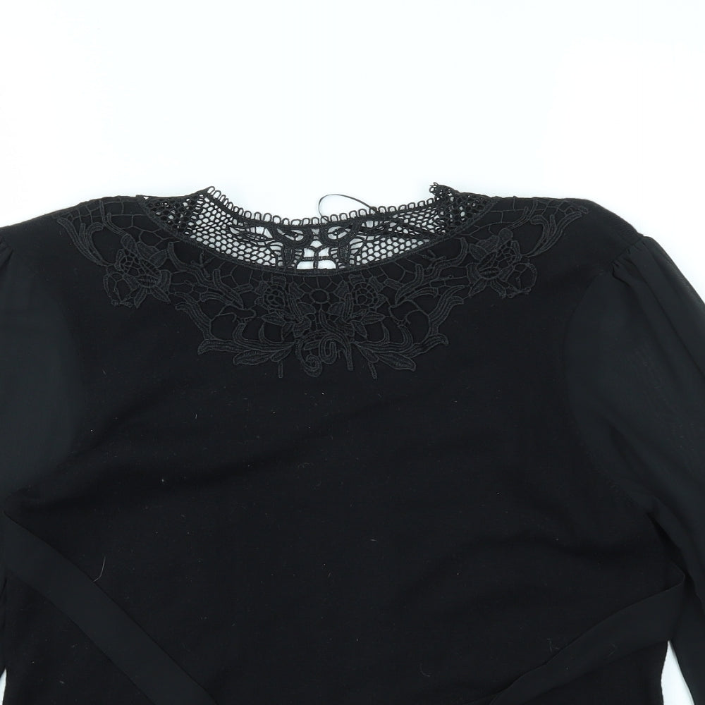 Womens UK Size 12 Roman Black Basic T-Shirt