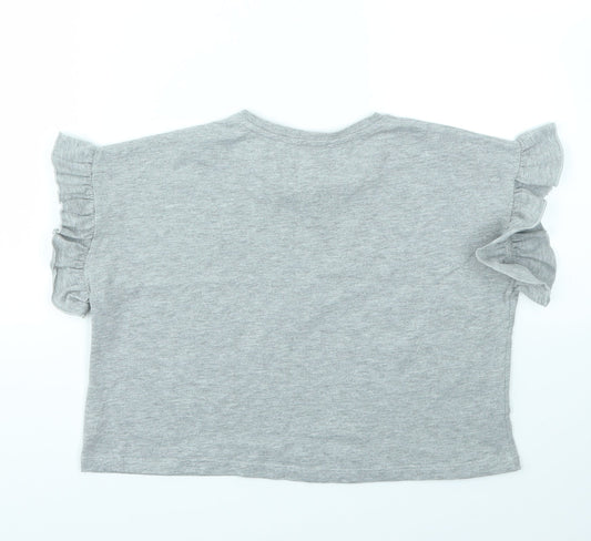 George Girls Grey Geometric  Basic T-Shirt Size 10-11 Years