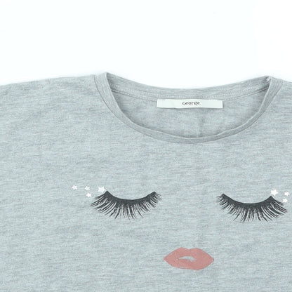 George Girls Grey Geometric  Basic T-Shirt Size 10-11 Years