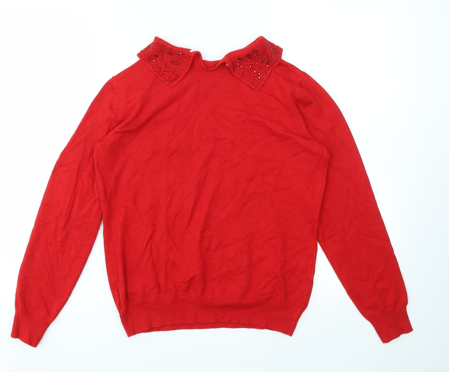 Womens UK Size S Preworn Red Pullover Jumper