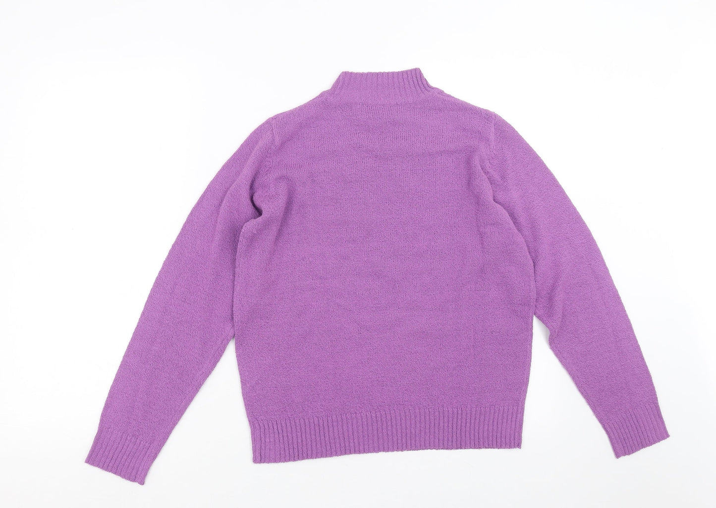 EWM Womens Purple  Knit Pullover Jumper Size S  - Floral embroidery